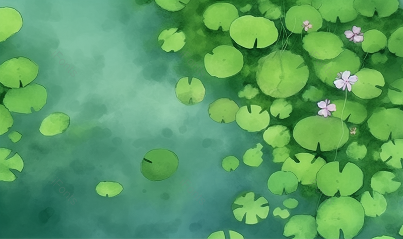 夏天唯美水面上的睡莲荷花池插画背景,插画/手绘图,插画/手绘图库,插画/手绘图下载,插画/手绘